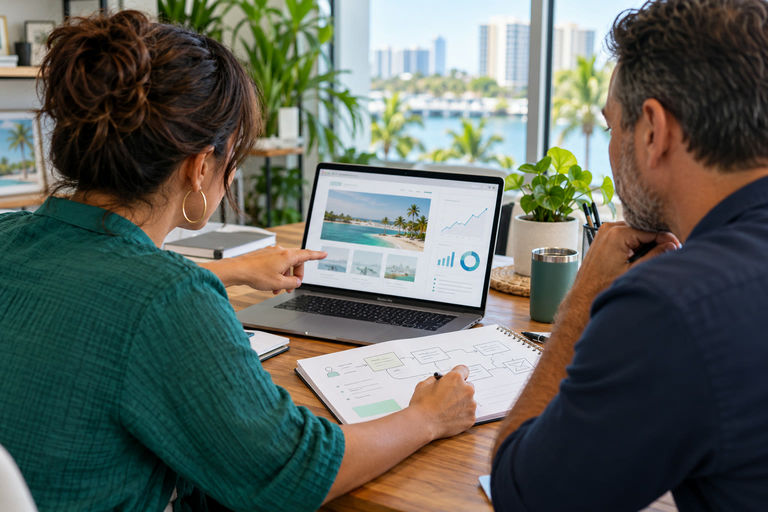 Broward business owner and marketing consultant mapping a website visitor journey and lead measurement plan