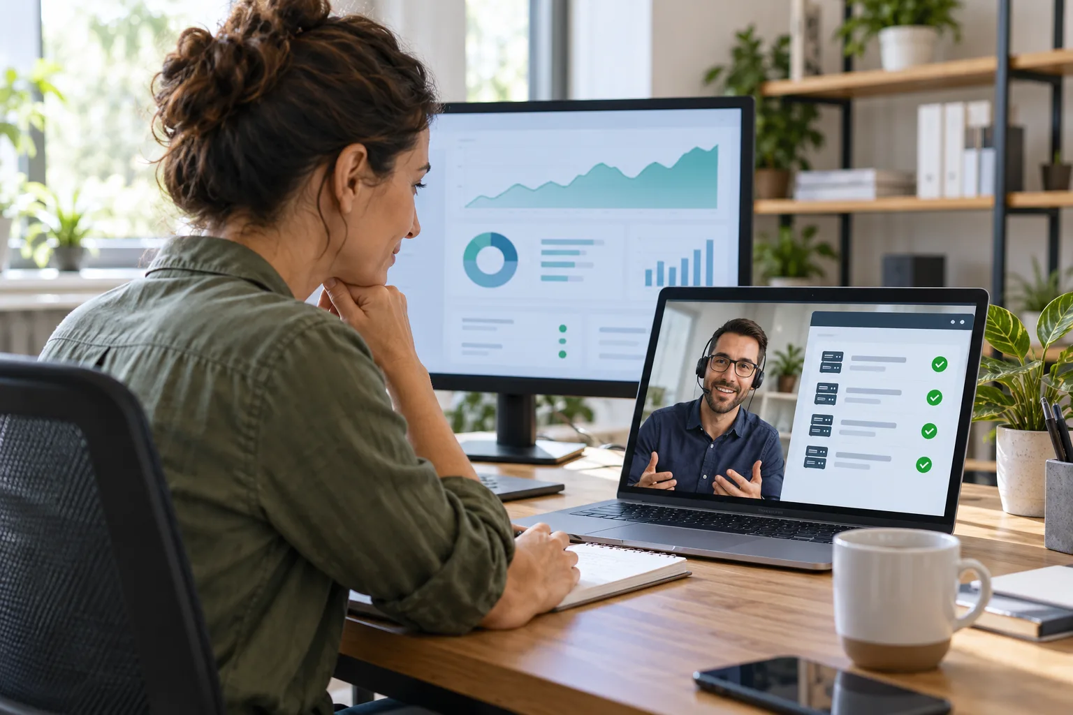 Small-business website administrator reviewing a PHP security update with a hosting specialist