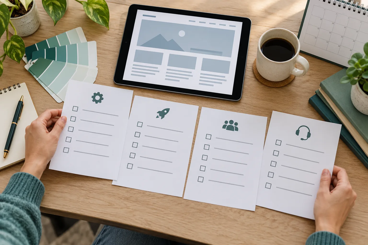 Website estimate checklist organized around deliverables, launch tasks, and ongoing responsibilities